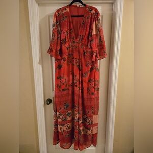 ASOS Curve Red Floral Maxi Dress